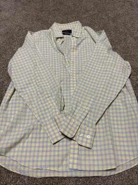 Charles Tyrwhitt Yellow and Light Blue Plaid Button-Down Shirt